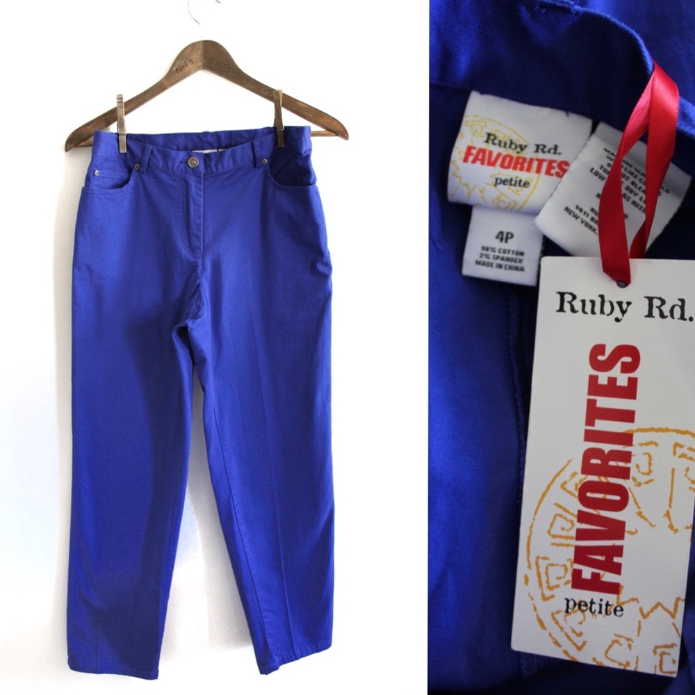 Ruby Rd Favorites Key Items Front Flat Blue Trousers 4P BNWT